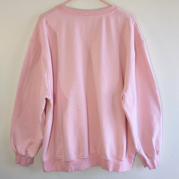 For Love & Lemons Embroidered Daisy Pink Sweatshirt Oversized Women Size Large - Picture 7 of 11